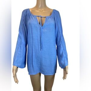 Counterparts Women's Light Blue Peasant Tie-Front Blouse size M